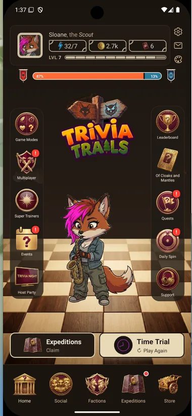 A Fox player's home screen
